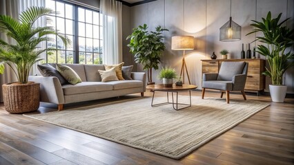 Wall Mural - Modern Bamboo Viscose Rug: Showcasing Versatility and Sustainability in Low Light Photography with a Minimalist Aesthetic and Natural Fiber Appeal