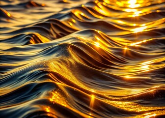 Poster - Abstract Golden Waves: A Mesmerizing Dance of Light and Shadow Capturing the Fluidity of Nature's Elegance and the Golden Hues of Radiance in a Captivating Visual Experience
