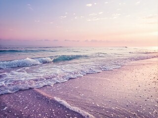 Poster - Abstract Minimalist Photography of Soft Dusty Pastel Colors Blending Lavender, Orchid, and Rose with Metallic Glitter, Shimmering Noise, and a Rough Grain Background