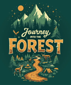 Journey into the Forest typography t-shirt vector design templates