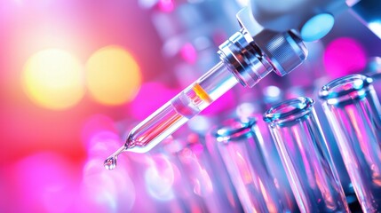 Aufkleber - Researchers Conducting Cancer Drug Tests in a Bright Laboratory Setting with Pipette and Test Tubes