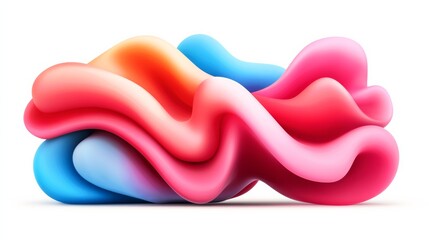 Poster - Colorful blob of jelly is stretched out on a white background. The colors are bright and vibrant, creating a sense of energy and movement. The jelly appears to be in a state of flux