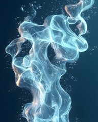 Poster - An ethereal display of swirling, translucent blue smoke intertwined with bubbles, creating a dreamlike underwater atmosphere. Captivating, calm, and mesmerizing.