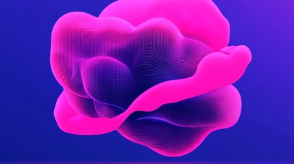Poster - Purple and blue flower with a pink center. The flower is made of lines and dots. The flower is floating in the air