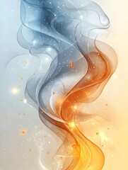 Poster - An ethereal blend of soft blue and vibrant orange swirls creating a mesmerizing flow of color and light, evoking a sense of calm and energy together.