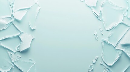Poster - Broken Glass on Soft Blue Background