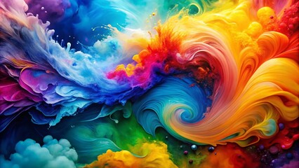 Fototapete - Captivating Abstract Watercolor Composition with Vibrant Hues on a Soft Background Featuring Left-Sided Main Subject and Ample Copy Space for Creative Use
