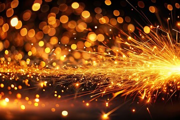 Poster - Captivating Glowing Flow of Sparks Illuminating a Dark Background with Ample Copy Space for Text and Design Elements in a Dynamic and Engaging Composition