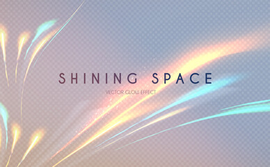 Wall Mural - Motion transparent light effect. Shining rainbow beams magic background and liquid speed light