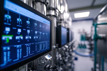 Poster - Engineers overseeing the innovative process of green hydrogen production at a high tech facility