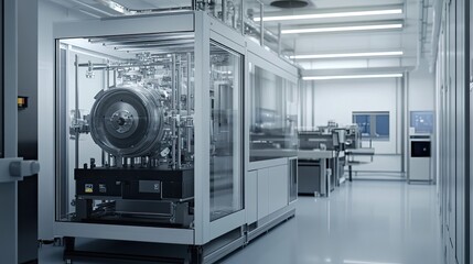 Poster - A Modern Industrial Machine Enclosed in a Glass Case