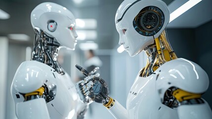 Poster - Two Humanoid Robots Interacting in a Futuristic Environment