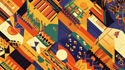 Poster - Abstract Geometric Pattern in Vibrant Colors