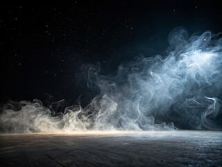 Poster - Enigmatic Mystic Fog Texture on a Deep Black Background Capturing the Ethereal Beauty of Nature's Veil in Long Exposure Photography for Creative Projects