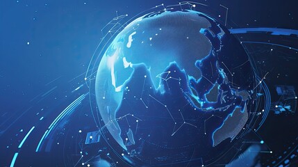 Poster - Digital Globe with Network Connections and a Blue Background
