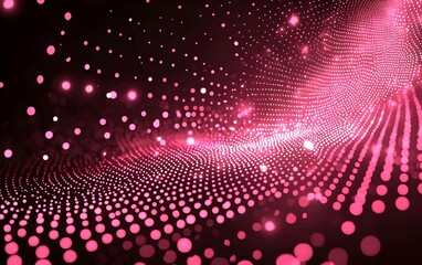Poster - A vibrant abstract background featuring a wave of glowing pink dots against a dark backdrop, creating a dynamic and energetic visual effect.