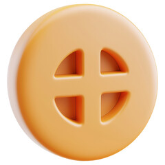 Poster - A close up of a yellow button with a cross on it isolated on transparent or white background, png