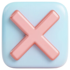 Poster - A blue and pink X with a pink border isolated on transparent or white background, png