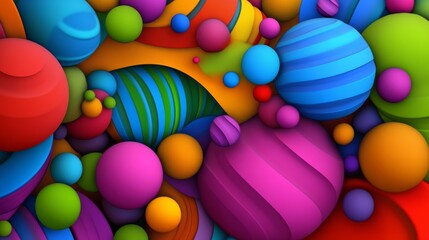 Poster - Colorful image of many different colored balls. The balls are all different sizes and colors, and they are scattered throughout the image. The image has a playful and fun mood