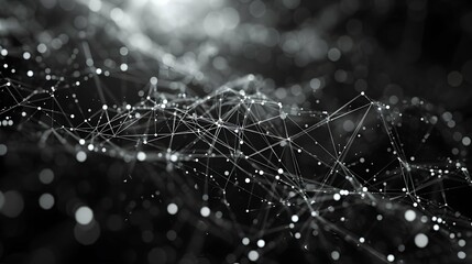 digital wave flow with particles and data points with abstract dots and lines for tech processe , da