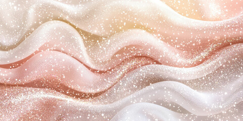 Poster - A white and pink fabric with a wave pattern and white snowflakes