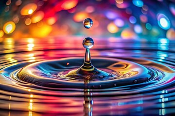 Poster - Mesmerizing Long Exposure of Merging and Flowing Water Droplets Creating a Dreamy Atmosphere in Nature's Serenity with Soft Light and Fluid Motion