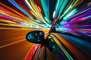 Poster - Dynamic and colorful abstract background showcasing the motion of a moving car in action