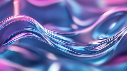 Poster - Abstract holographic 3d background featuring wavy liquid shapes in captivating photography