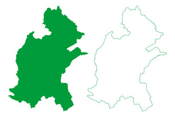  Mascote municipality (Bahia state, Municipalities of Brazil, Federative Republic of Brazil) map vector illustration, scribble sketch Mascote map