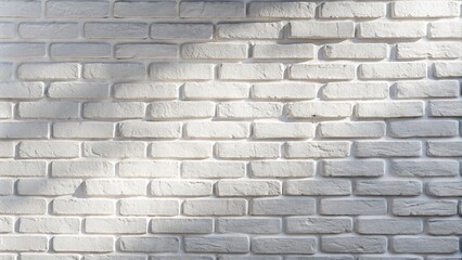 Poster - Minimalist White Brick Wall with Soft Shadows, Ideal for Text Overlay, Clean Background for Modern Aesthetic, Versatile Space for Creative Design, Perfect for Minimalism Lovers