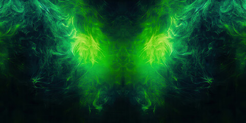 Wall Mural - The image is a green and blue background with two green eyes
