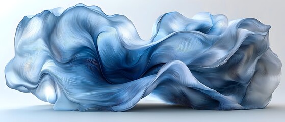 Poster - An abstract design featuring flowing waves in soothing shades of blue and white, creating a sense of movement and tranquility in the composition.