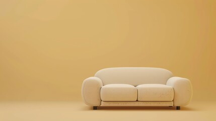 Poster - A white couch in a room with beige walls.