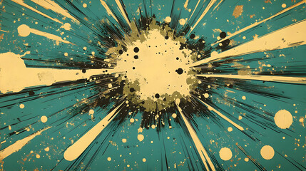 Wall Mural - Abstract Background with Teal, Yellow, and Black Splashes