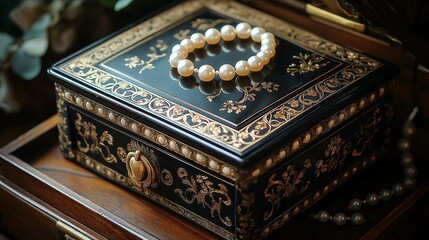 Poster - Detailed Jewelry Box with Gold Inlays and Pearls