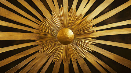 Poster - Dramatic Sunburst Motif in Antique Gold