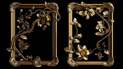 Poster - Gilded Frames with Twisting Vines and Floral Embellishment