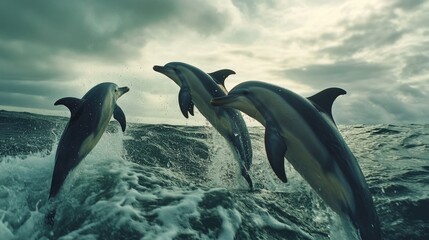 Wall Mural - Two dolphins jumping