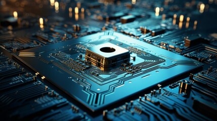 Canvas Print - A close up of a computer chip with a hole in the middle