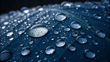 Poster - Stunning Silhouette Photography of Water Drops on a Dark Blue Background Capturing the Beauty of Nature's Elements in a Dramatic and Artistic Way
