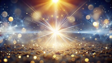 Poster - Stunning White Light Effect with Lens Flare and Glitter Sparks Creating an Explosive Sun Flash Aesthetic for Creative Photography Projects and Backgrounds