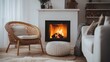 © Agus - Cozy Living Room with Wicker Chair and Fireplace