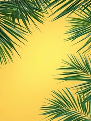 Sticker - Palm Leaves on Yellow Background