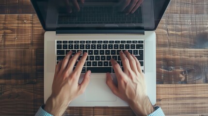 Poster - A person's hands typing on a laptop keyboard.