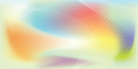 Poster - Thin line wavy abstract vector background. Abstract glowing wave lines on soft color background. Futuristic technology concept. Vector illustration