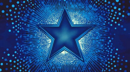 Poster - Vibrant Blue Star with Radiating Light Effects Against Abstract Background for Use in Creative Projects, Graphics, and Digital Design Requests