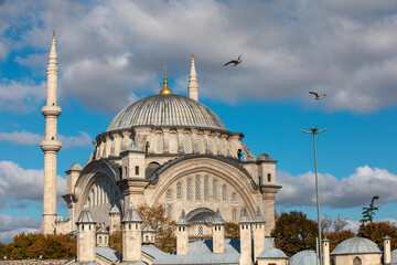 Ottoman imperial Nuruosmaniye Camii mosque in Fatih district, Istanbul, Turkey