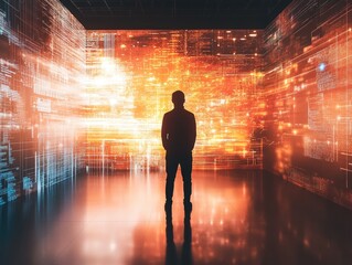 Canvas Print - Man Standing in Front of Light Wall