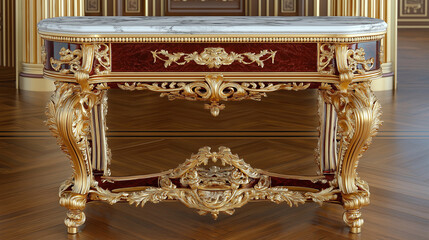 Poster - Ornate Console Table with Gilded Detailing and Marble Top