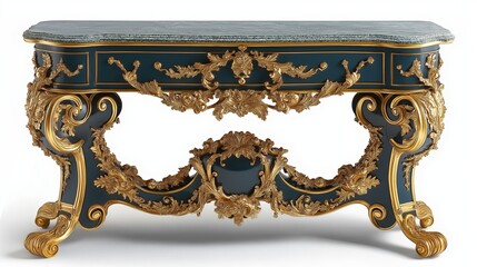 Poster - Ornate Console Table with Gilded Detailing and Marble Top